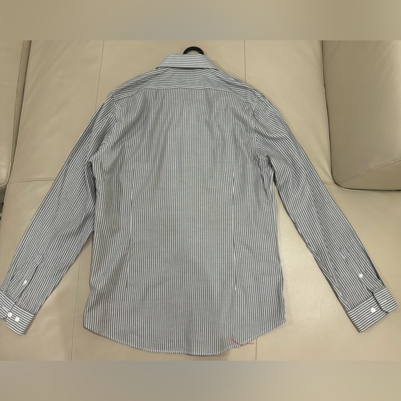 Express Extra Slim Dress Shirt, Gray Stripe, Large, 16-16 1/2 - Picture 2 of 4